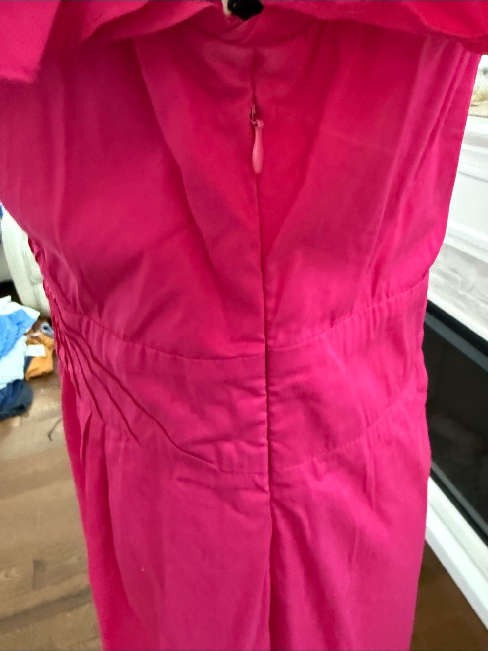 Bright Fuchsia Ruffle Sleeve Dress size Large - Picture 6 of 9